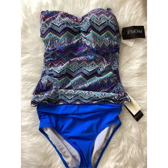 New. Profile by Gottex Blue tankini. 36/D-10/bottom. Retails $168 - Picture 9 of 12